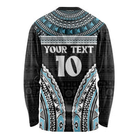 Custom Flying Fijians Rugby Long Sleeve Shirt Tapa Tribal Cloth Black Color LT03 - Polynesian Pride