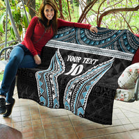 Custom Flying Fijians Rugby Quilt Tapa Tribal Cloth Black Color
