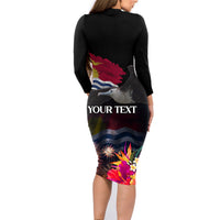 Personalised Kiribati Independence Day Family Matching Long Sleeve Bodycon Dress and Hawaiian Shirt Frigatebird and Plumeria Hibiscus Flower LT03 - Polynesian Pride
