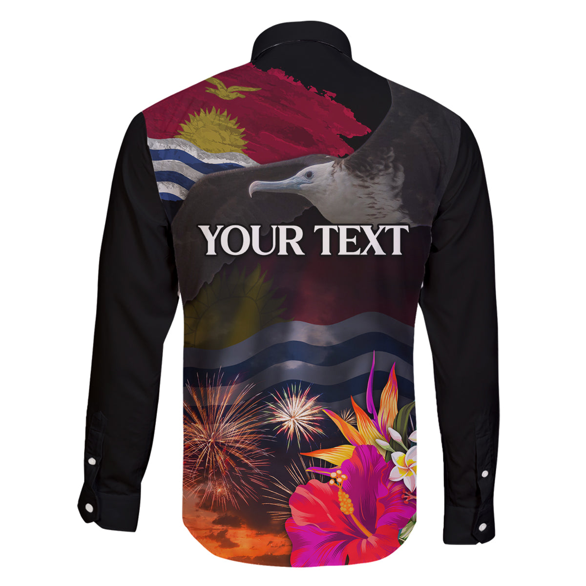 Personalised Kiribati Independence Day Family Matching Off Shoulder Maxi Dress and Hawaiian Shirt Frigatebird and Plumeria Hibiscus Flower LT03 - Polynesian Pride