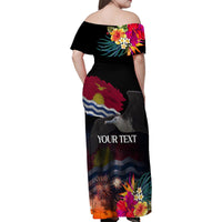 Personalised Kiribati Independence Day Family Matching Off Shoulder Maxi Dress and Hawaiian Shirt Frigatebird and Plumeria Hibiscus Flower LT03 - Polynesian Pride