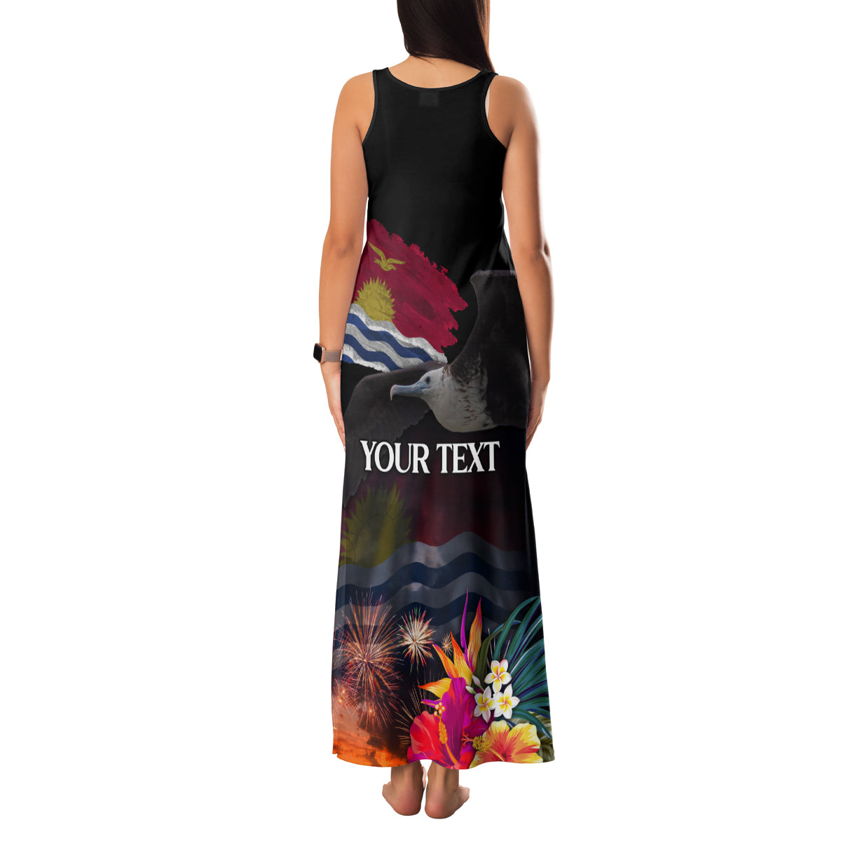 Personalised Kiribati Independence Day Family Matching Tank Maxi Dress and Hawaiian Shirt Frigatebird and Plumeria Hibiscus Flower LT03 - Polynesian Pride