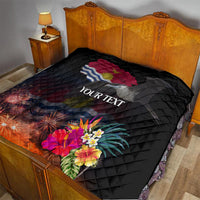 Personalised Kiribati Independence Day Quilt Frigatebird and Plumeria Hibiscus Flower