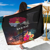 Personalised Kiribati Independence Day Sarong Frigatebird and Plumeria Hibiscus Flower