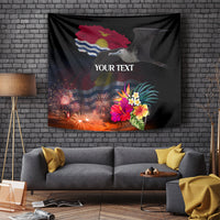 Personalised Kiribati Independence Day Tapestry Frigatebird and Plumeria Hibiscus Flower
