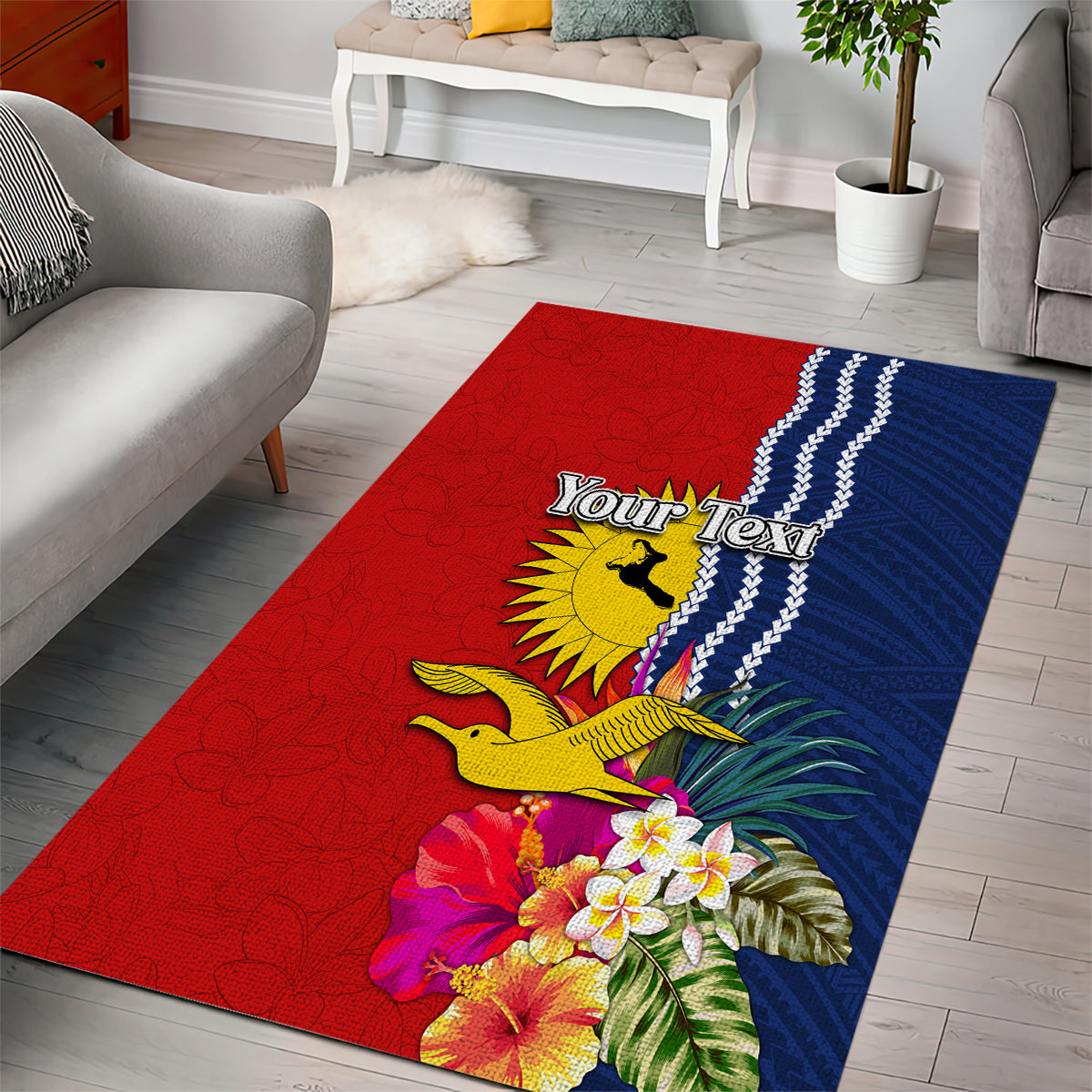 Personalised Kiribati Independence Day Area Rug Kiribati Map With Flag Color LT03 - Polynesian Pride