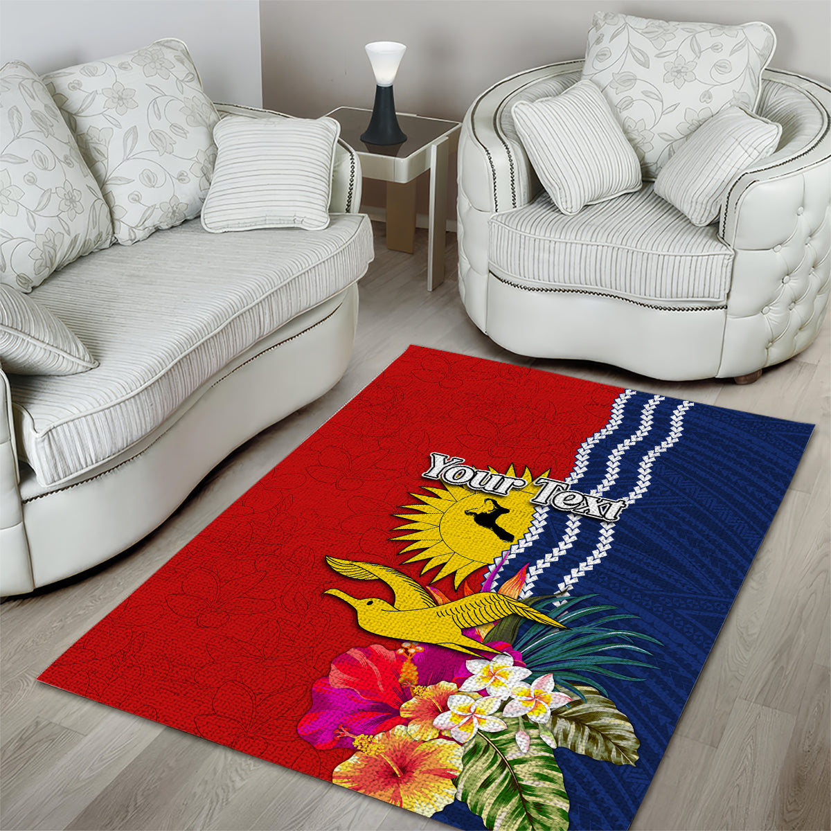 Personalised Kiribati Independence Day Area Rug Kiribati Map With Flag Color LT03 - Polynesian Pride