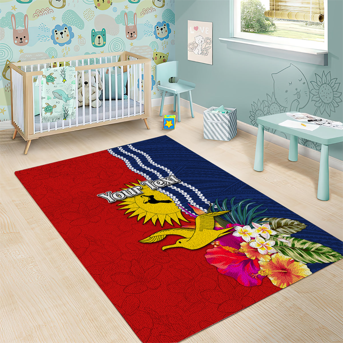 Personalised Kiribati Independence Day Area Rug Kiribati Map With Flag Color LT03 - Polynesian Pride