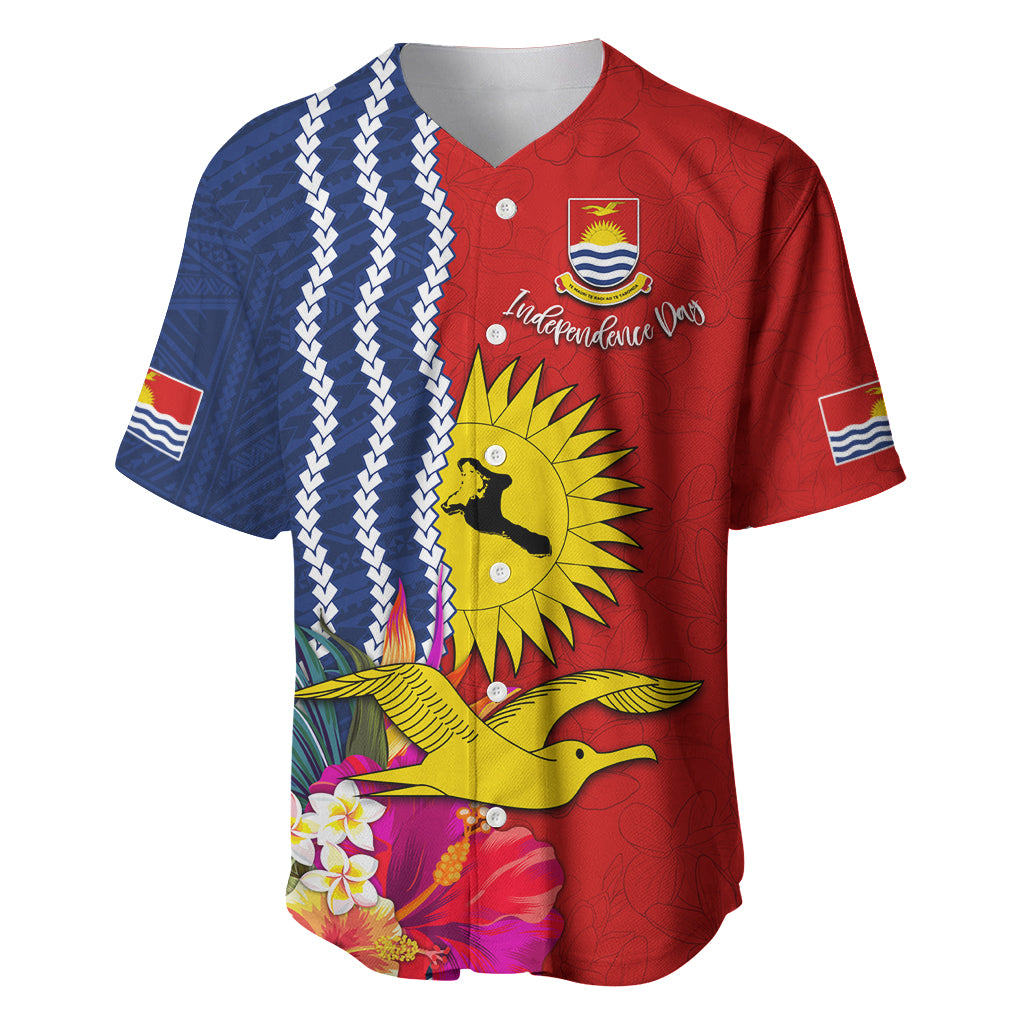 Personalised Kiribati Independence Day Baseball Jersey Kiribati Map With Flag Color LT03 Red - Polynesian Pride