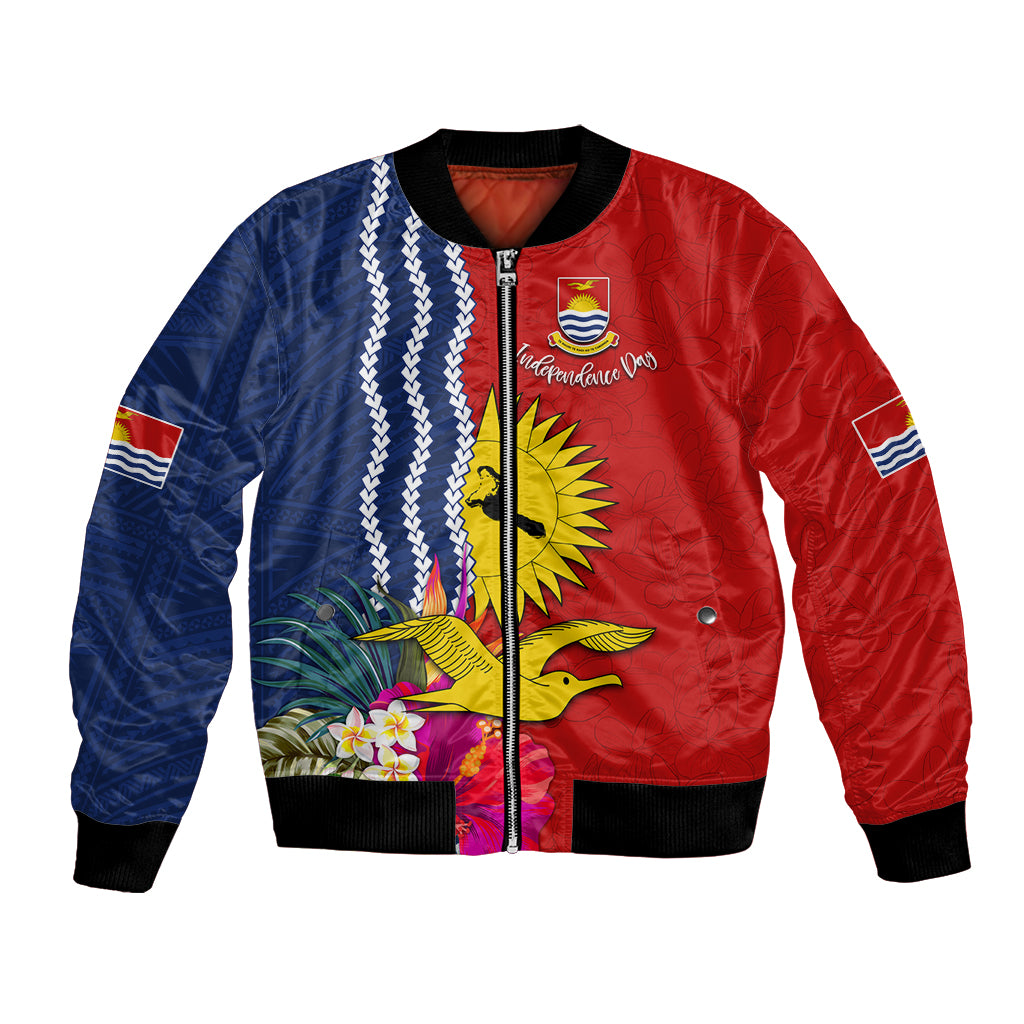 Personalised Kiribati Independence Day Bomber Jacket Kiribati Map With Flag Color LT03 Unisex Red - Polynesian Pride