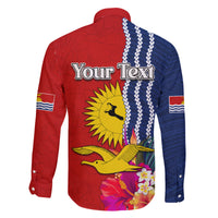 Personalised Kiribati Independence Day Family Matching Long Sleeve Bodycon Dress and Hawaiian Shirt Kiribati Map With Flag Color LT03 - Polynesian Pride