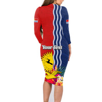 Personalised Kiribati Independence Day Family Matching Long Sleeve Bodycon Dress and Hawaiian Shirt Kiribati Map With Flag Color LT03 - Polynesian Pride