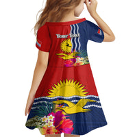 Personalised Kiribati Independence Day Family Matching Off The Shoulder Long Sleeve Dress and Hawaiian Shirt Kiribati Map With Flag Color LT03 - Polynesian Pride