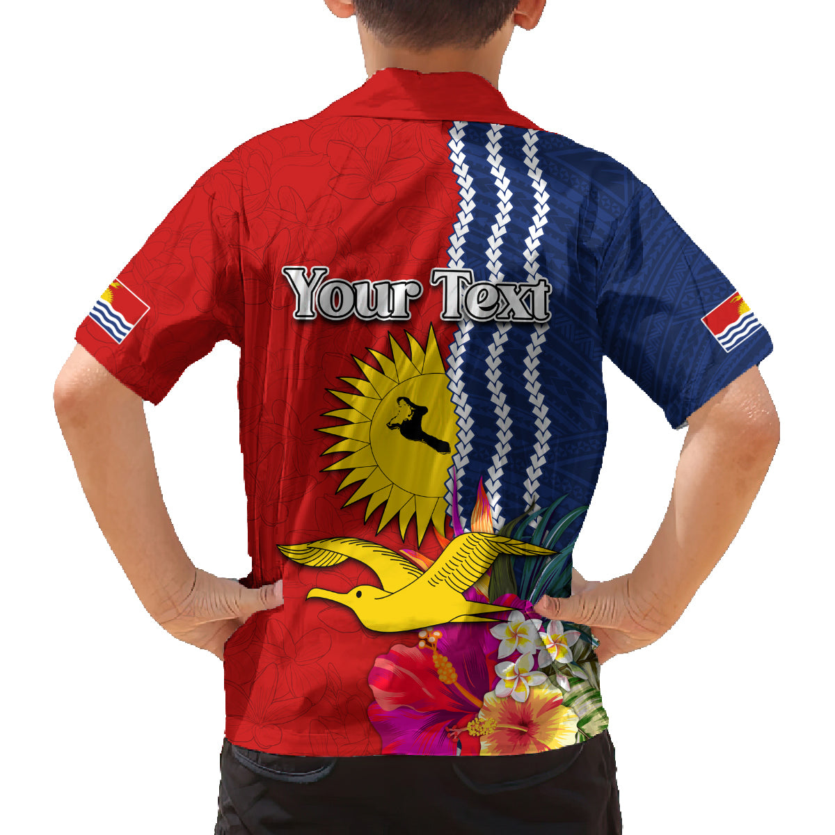 Personalised Kiribati Independence Day Family Matching Off Shoulder Maxi Dress and Hawaiian Shirt Kiribati Map With Flag Color LT03 - Polynesian Pride