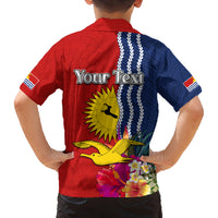 Personalised Kiribati Independence Day Family Matching Off Shoulder Short Dress and Hawaiian Shirt Kiribati Map With Flag Color LT03 - Polynesian Pride