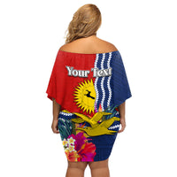 Personalised Kiribati Independence Day Family Matching Off Shoulder Short Dress and Hawaiian Shirt Kiribati Map With Flag Color LT03 - Polynesian Pride