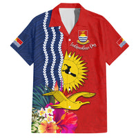 Personalised Kiribati Independence Day Family Matching Short Sleeve Bodycon Dress and Hawaiian Shirt Kiribati Map With Flag Color LT03 Dad's Shirt - Short Sleeve Red - Polynesian Pride