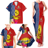 Personalised Kiribati Independence Day Family Matching Tank Maxi Dress and Hawaiian Shirt Kiribati Map With Flag Color LT03 - Polynesian Pride