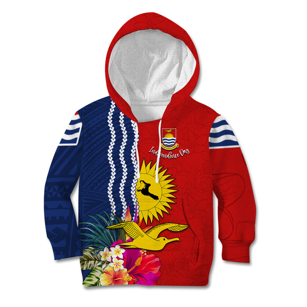 Personalised Kiribati Independence Day Kid Hoodie Kiribati Map With Flag Color LT03 Hoodie Red - Polynesian Pride