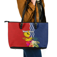 Personalised Kiribati Independence Day Leather Tote Bag Kiribati Map With Flag Color