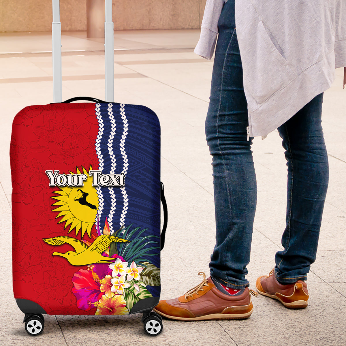 Personalised Kiribati Independence Day Luggage Cover Kiribati Map With Flag Color LT03 Red - Polynesian Pride