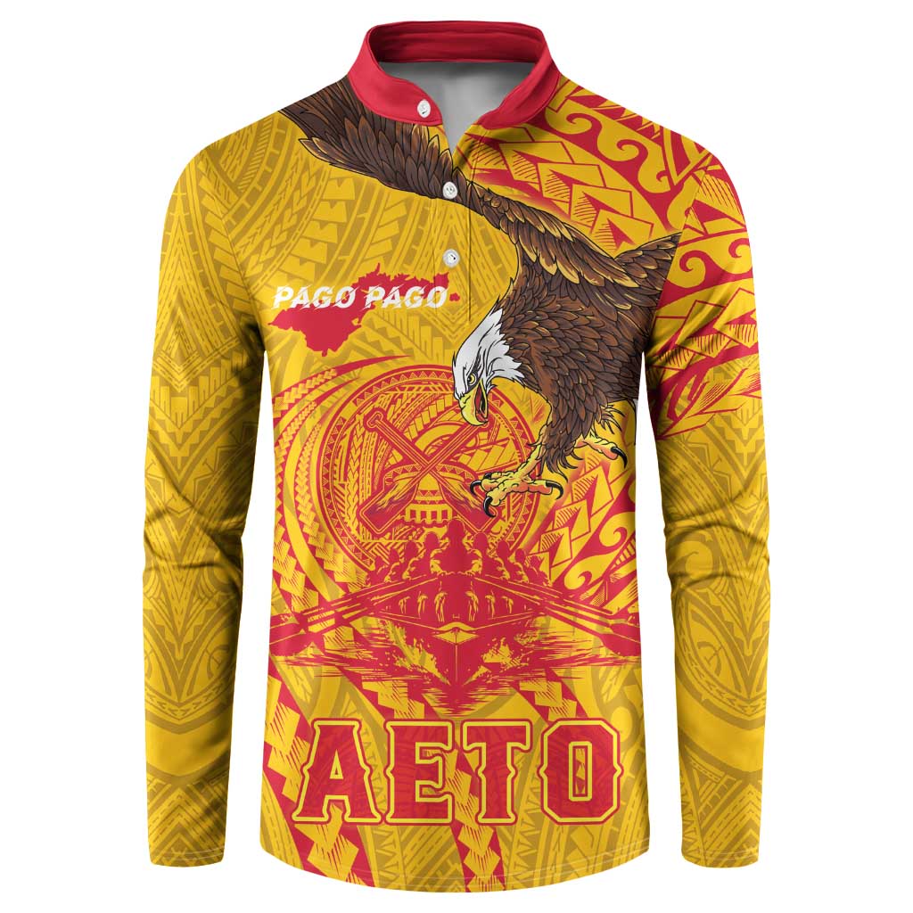 Personalized American Samoa Fautasi Race Button Sweatshirt Aeto Pago Pago with Eagle Samoan Tribal Patterns