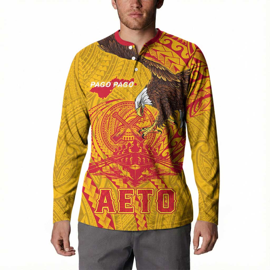 Personalized American Samoa Fautasi Race Button Sweatshirt Aeto Pago Pago with Eagle Samoan Tribal Patterns
