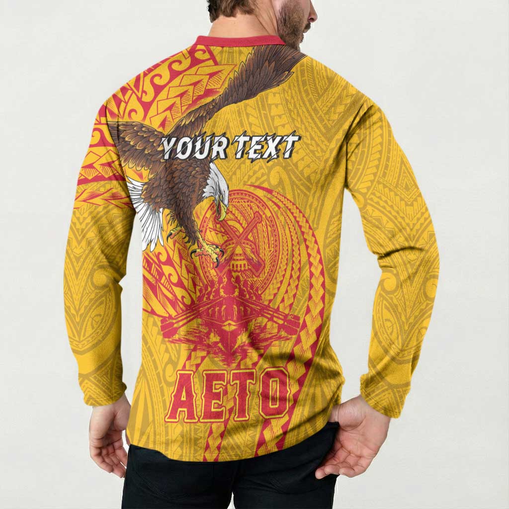 Personalized American Samoa Fautasi Race Button Sweatshirt Aeto Pago Pago with Eagle Samoan Tribal Patterns