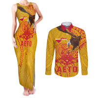 Personalized American Samoa Fautasi Race Couples Matching Tank Maxi Dress and Long Sleeve Button Shirt Aeto Pago Pago with Eagle Samoan Tribal Patterns