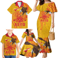 Personalized American Samoa Fautasi Race Family Matching Mermaid Dress and Hawaiian Shirt Aeto Pago Pago with Eagle Samoan Tribal Patterns LT03 - Polynesian Pride
