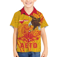 Personalized American Samoa Fautasi Race Family Matching Off The Shoulder Long Sleeve Dress and Hawaiian Shirt Aeto Pago Pago with Eagle Samoan Tribal Patterns LT03 Son's Shirt Multicolor - Polynesian Pride