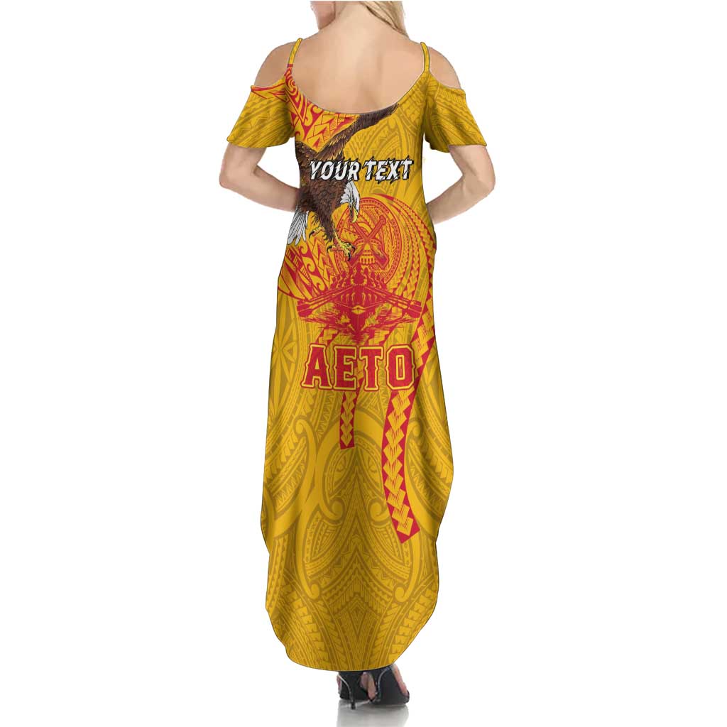Personalized American Samoa Fautasi Race Family Matching Summer Maxi Dress and Hawaiian Shirt Aeto Pago Pago with Eagle Samoan Tribal Patterns LT03 - Polynesian Pride