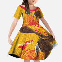 Personalized American Samoa Fautasi Race Family Matching Tank Maxi Dress and Hawaiian Shirt Aeto Pago Pago with Eagle Samoan Tribal Patterns LT03 Daughter's Dress Multicolor - Polynesian Pride