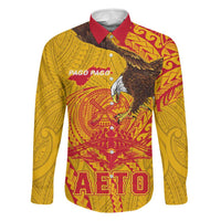 Personalized American Samoa Fautasi Race Family Matching Tank Maxi Dress and Hawaiian Shirt Aeto Pago Pago with Eagle Samoan Tribal Patterns LT03 Dad's Shirt - Long Sleeve Multicolor - Polynesian Pride