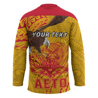 Personalized American Samoa Fautasi Race Hockey Jersey Aeto Pago Pago with Eagle Samoan Tribal Patterns
