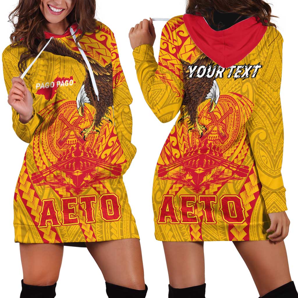 Personalized American Samoa Fautasi Race Hoodie Dress Aeto Pago Pago with Eagle Samoan Tribal Patterns