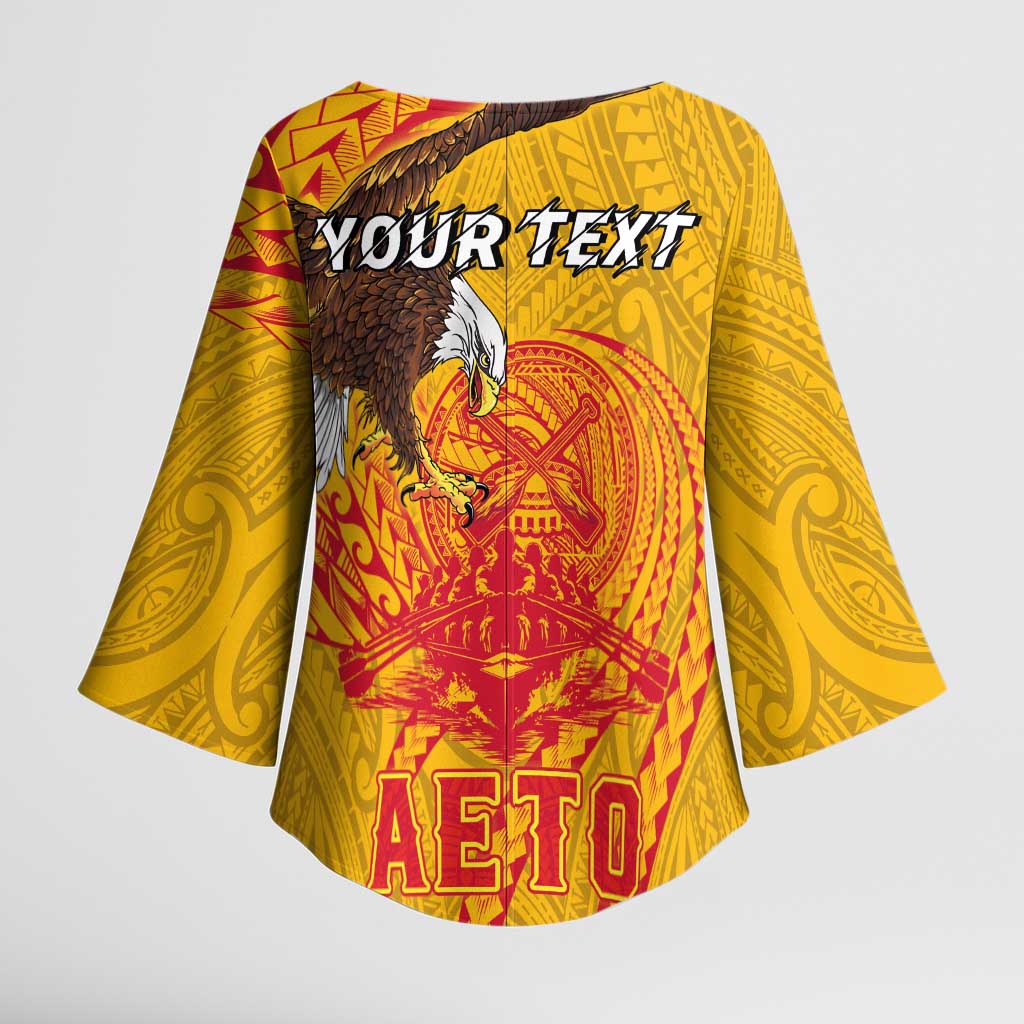 Personalized American Samoa Fautasi Race Kimono Sleeve Blouse Aeto Pago Pago with Eagle Samoan Tribal Patterns