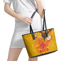 American Samoa Fautasi Race Leather Tote Bag Aeto Pago Pago with Eagle Samoan Tribal Patterns