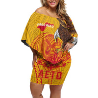 Personalized American Samoa Fautasi Race Off Shoulder Short Dress Aeto Pago Pago with Eagle Samoan Tribal Patterns