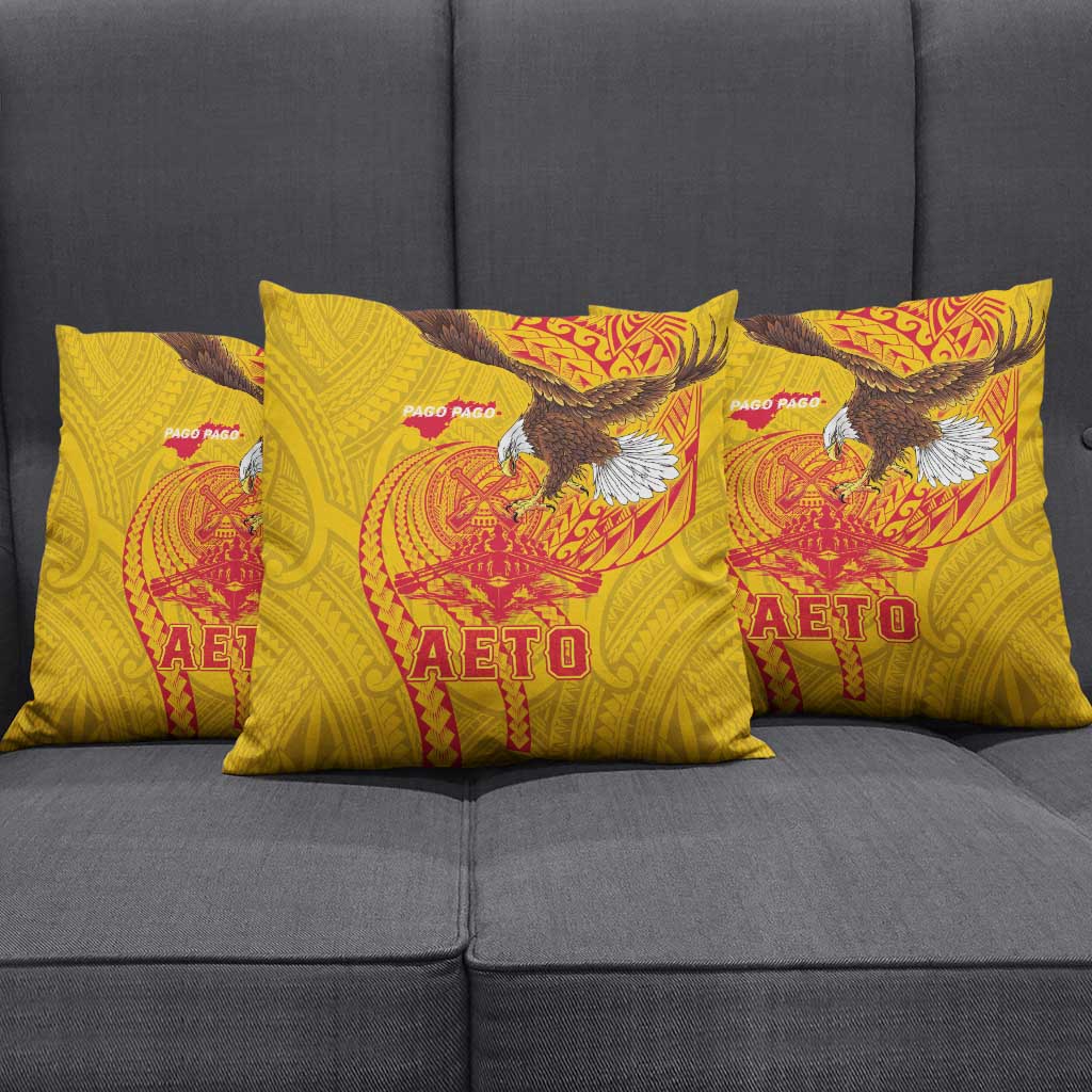 American Samoa Fautasi Race Pillow Cover Aeto Pago Pago with Eagle Samoan Tribal Patterns