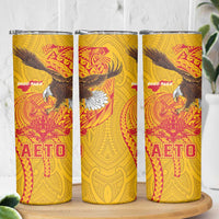American Samoa Fautasi Race Skinny Tumbler Aeto Pago Pago with Eagle Samoan Tribal Patterns
