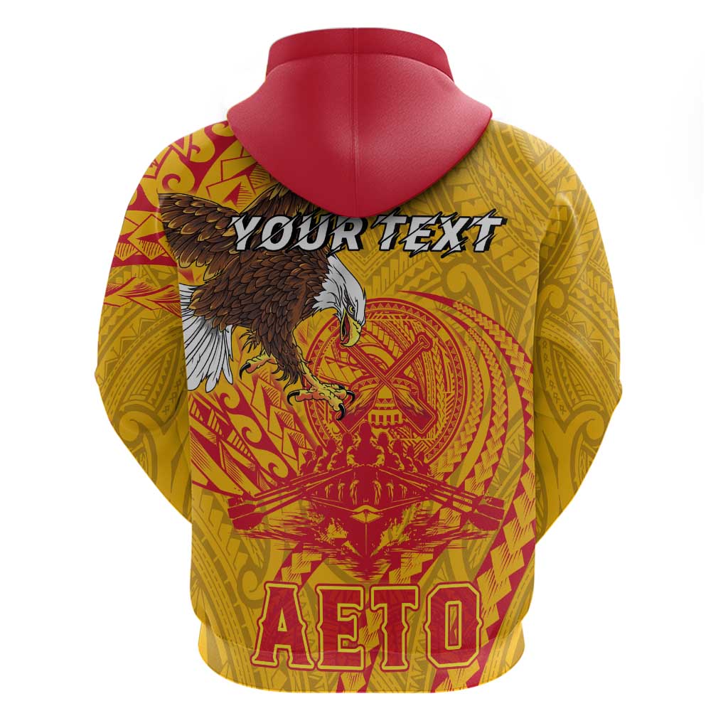 Personalized American Samoa Fautasi Race Zip Hoodie Aeto Pago Pago with Eagle Samoan Tribal Patterns