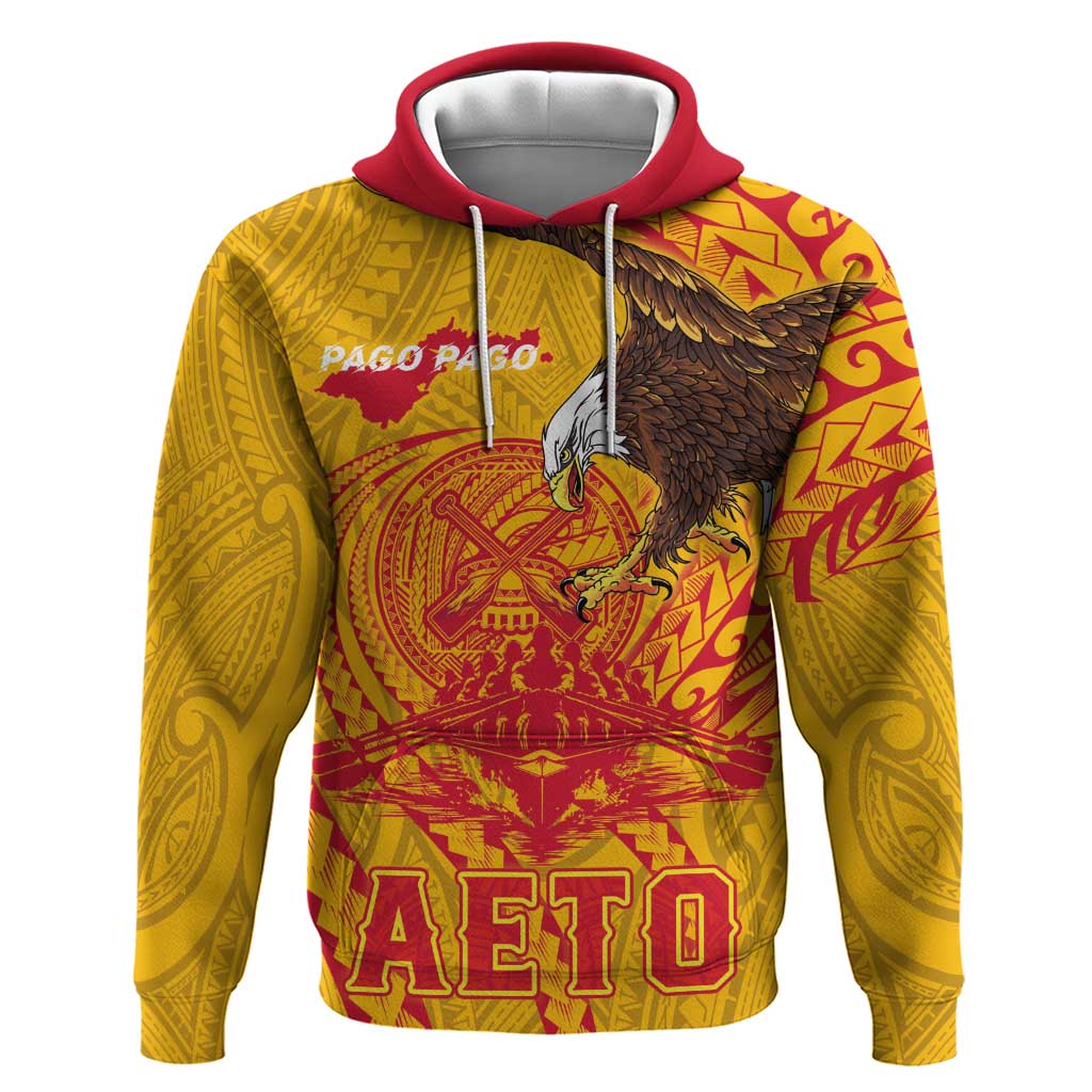 Personalized American Samoa Fautasi Race Zip Hoodie Aeto Pago Pago with Eagle Samoan Tribal Patterns