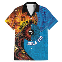 Fiji and Australia Together Family Matching Mermaid Dress and Hawaiian Shirt Tapa Tribal Tattoo mix Aboriginal Pattern LT03 Dad's Shirt - Short Sleeve Black - Polynesian Pride
