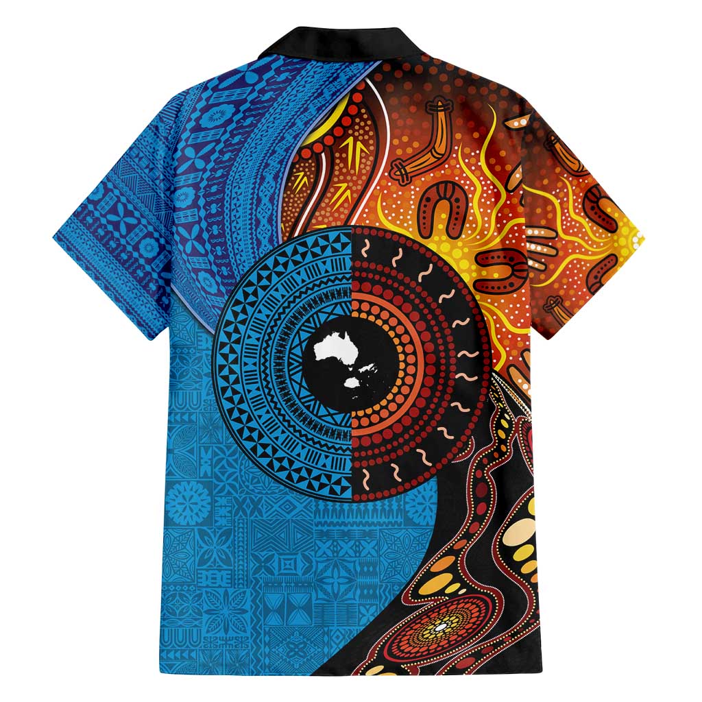 Fiji and Australia Together Family Matching Summer Maxi Dress and Hawaiian Shirt Tapa Tribal Tattoo mix Aboriginal Pattern LT03 - Polynesian Pride