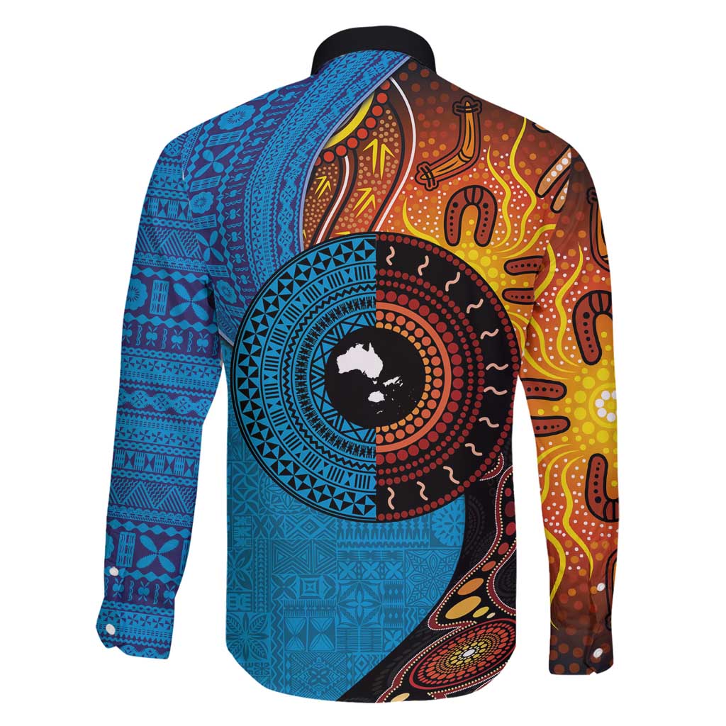 Fiji and Australia Together Family Matching Tank Maxi Dress and Hawaiian Shirt Tapa Tribal Tattoo mix Aboriginal Pattern LT03 - Polynesian Pride
