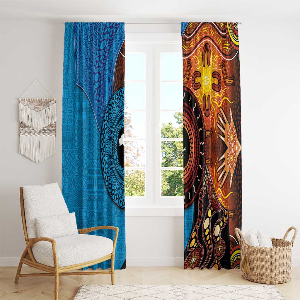 Fiji and Australia Together Window Curtain Tapa Tribal Tattoo mix Aboriginal Pattern