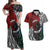 Tonga and New Zealand Together Couples Matching Off Shoulder Maxi Dress and Hawaiian Shirt Tongan Kupesi Ngatu Tattoo and Maori Paua Shell Pattern