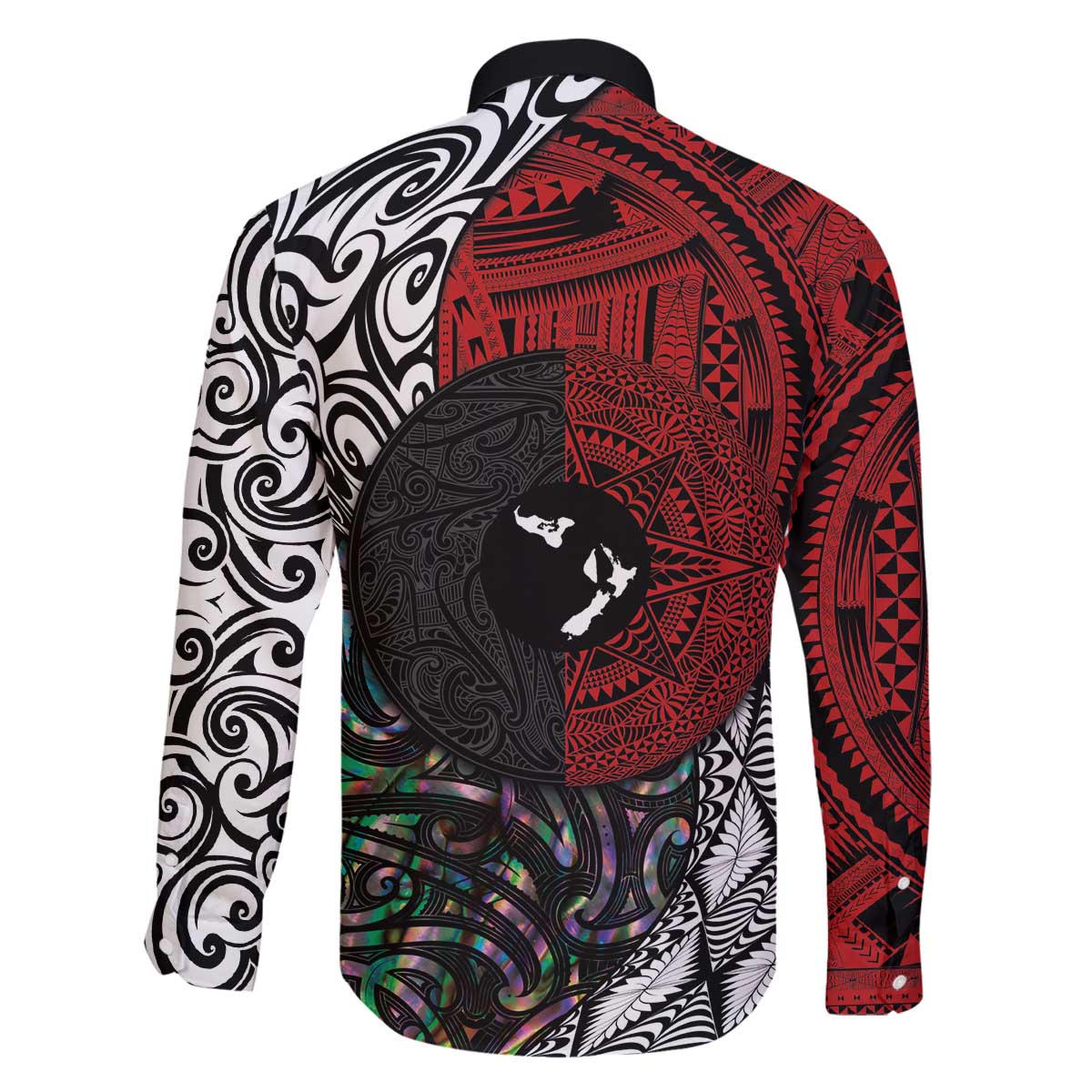 Tonga and New Zealand Together Family Matching Off Shoulder Short Dress and Hawaiian Shirt Tongan Kupesi Ngatu Tattoo and Maori Paua Shell Pattern LT03 - Polynesian Pride
