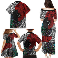 Tonga and New Zealand Together Family Matching Puletasi and Hawaiian Shirt Tongan Kupesi Ngatu Tattoo and Maori Paua Shell Pattern LT03 - Polynesian Pride